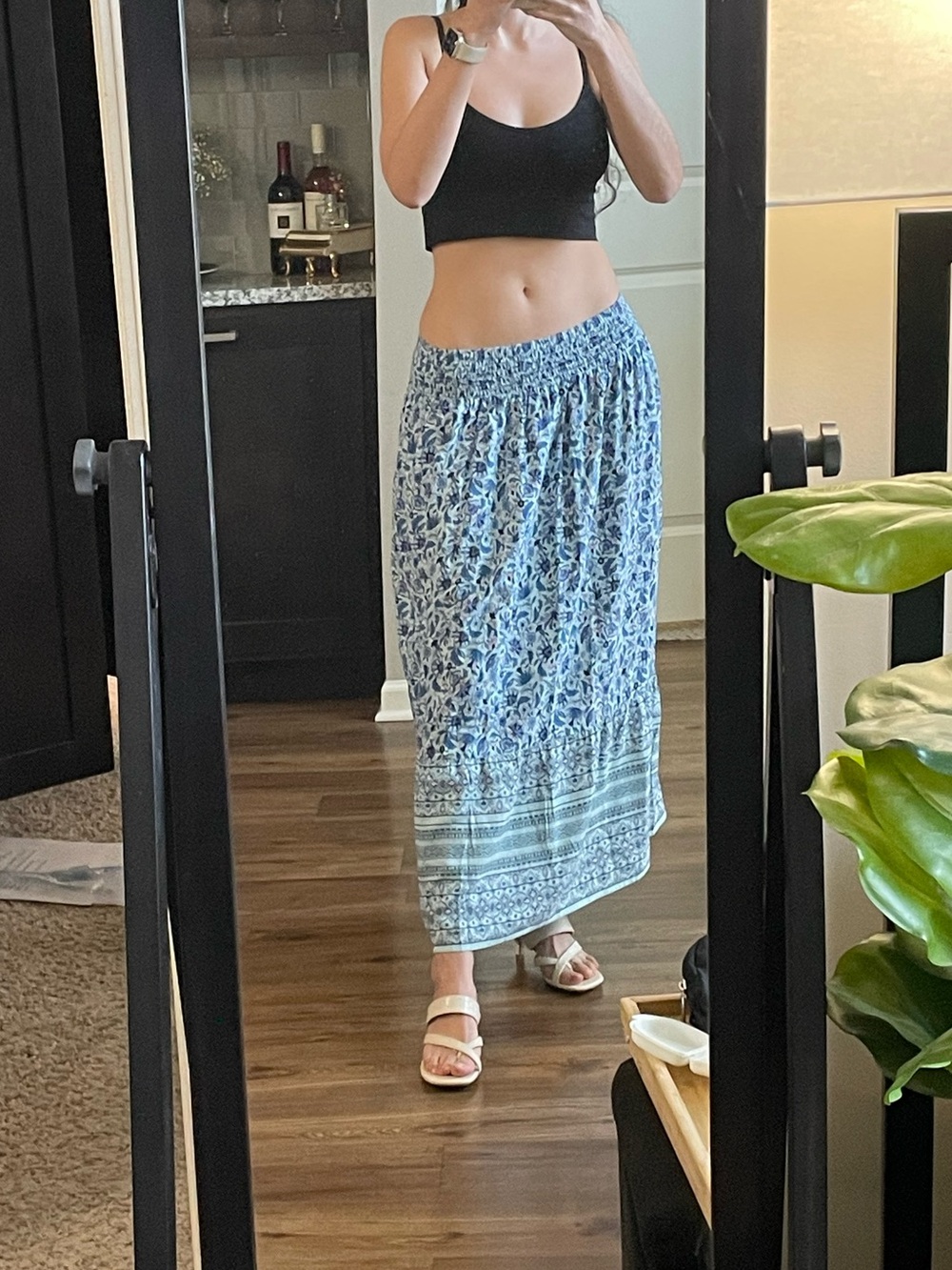 J. Jill Blue Floral Smocked Waist Maxi Skirt - Picture 2 of 3